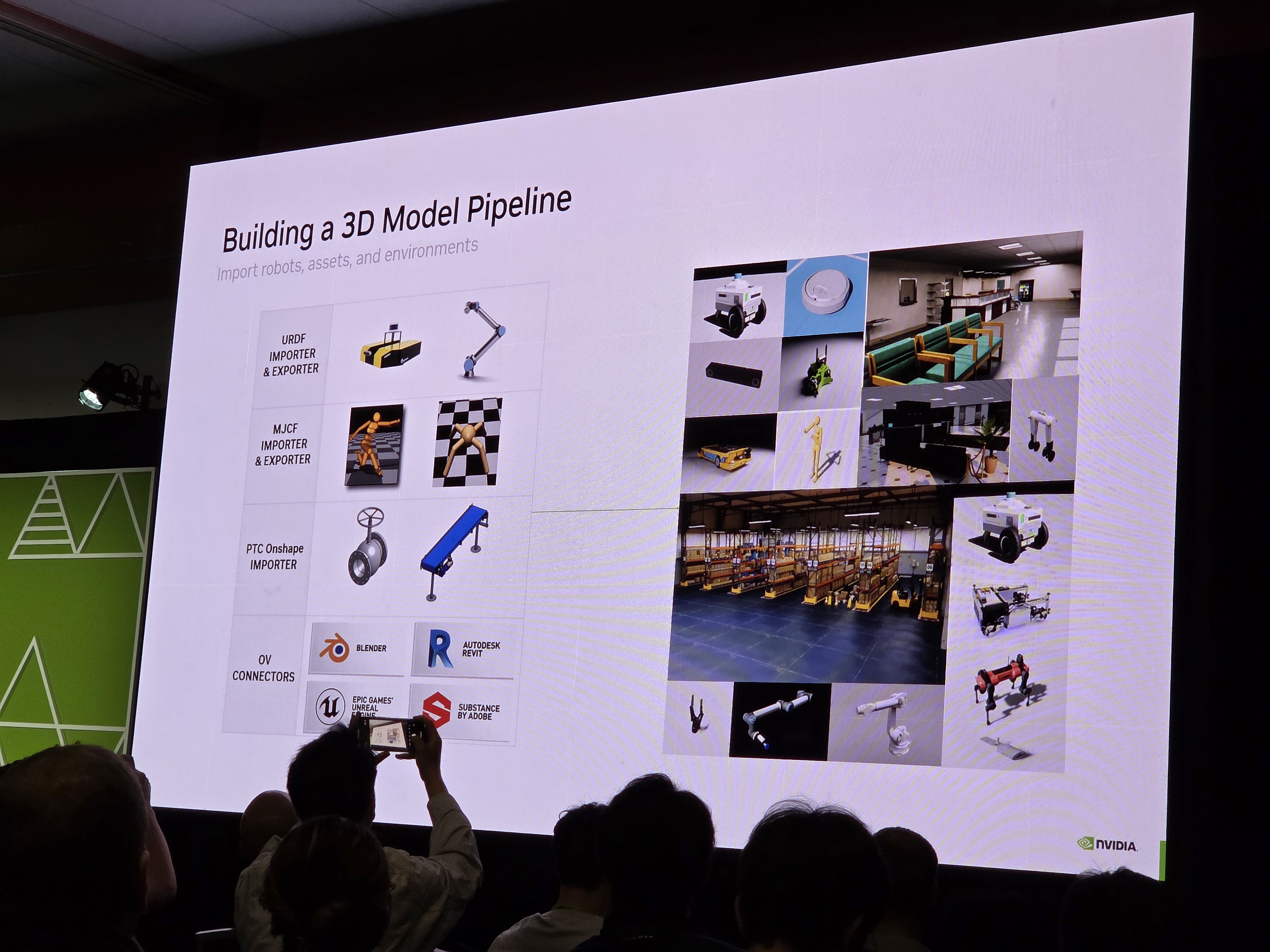 3D Model Pipeline — URDF, MJCF, PTC Onshape 임포터와 Blender, Revit, Unreal 커넥터 지원